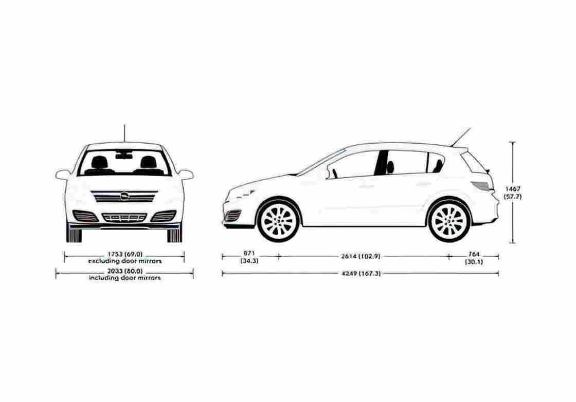 Blueprint Opel Astra Hatchback 2007 A4 Photo Print