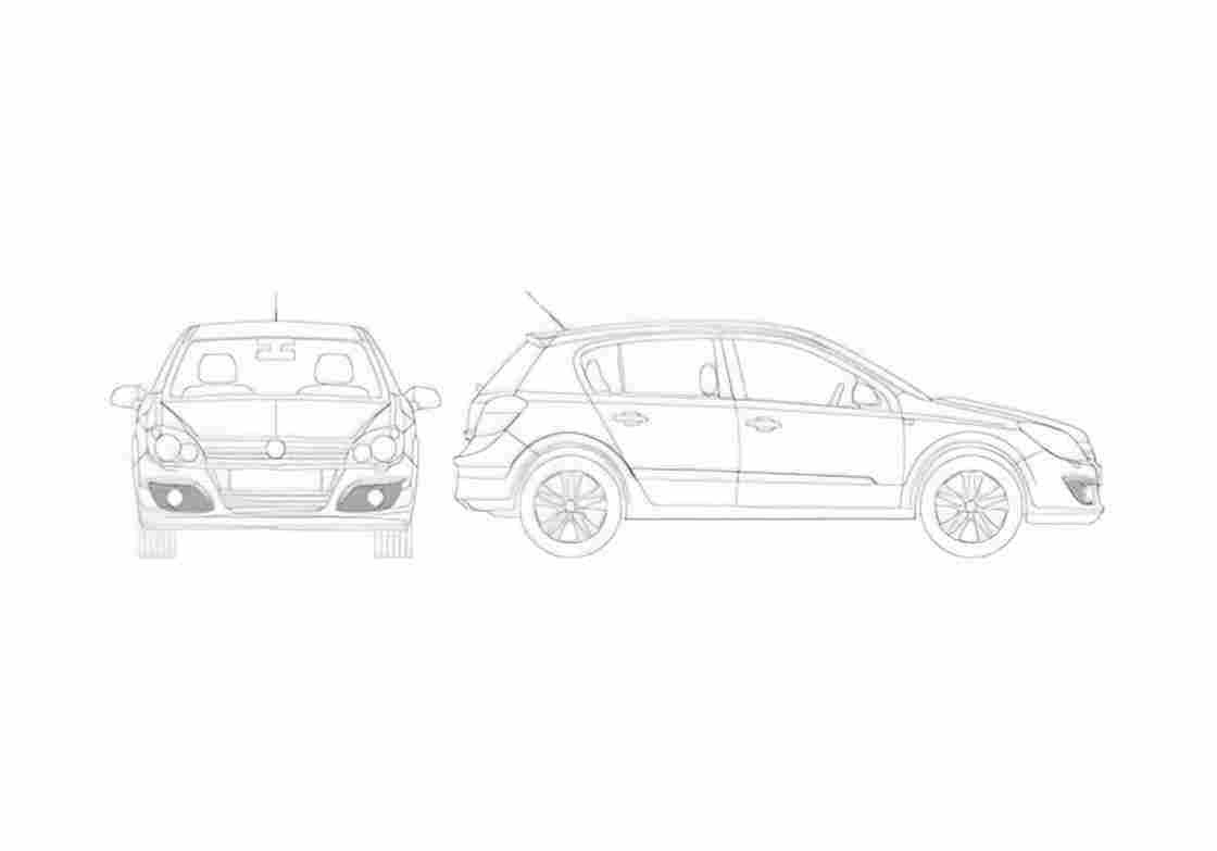 Blueprint Opel Astra Hatchback 2008 A4 Photo Print