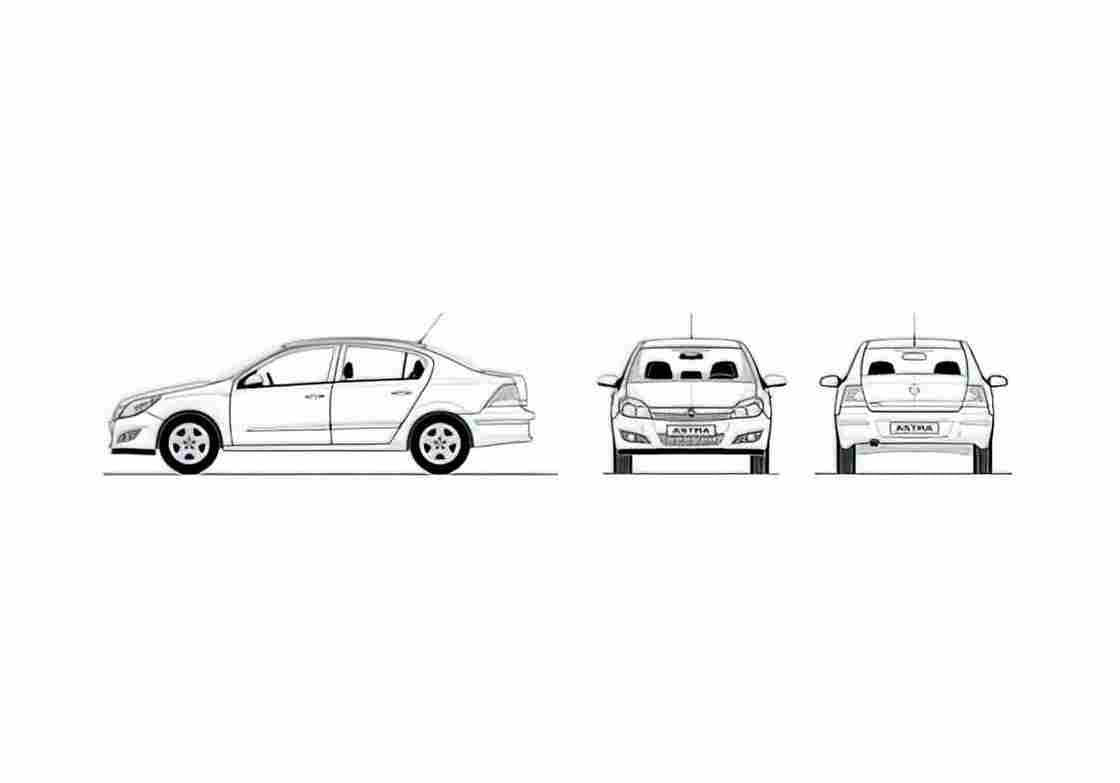 Blueprint Opel Astra Sedan 2009 A4 Photo Print