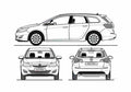 Blueprint Opel Astra Sports Tourer Wagon 2010 A4 Photo Print