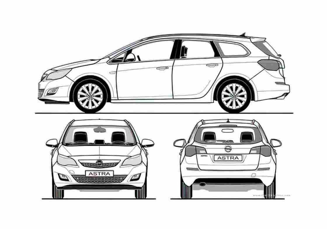 Blueprint Opel Astra Sports Tourer Wagon 2010 A4 Photo Print