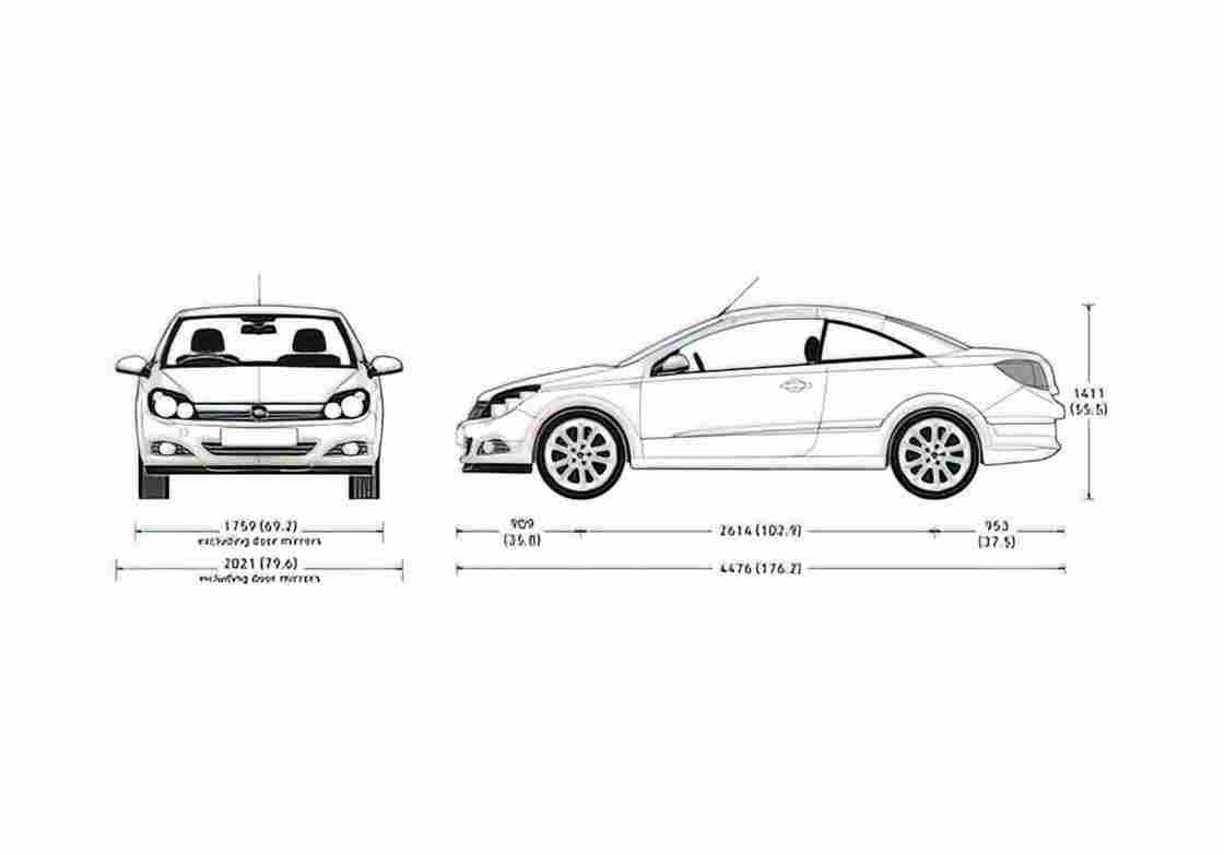 Blueprint Opel Astra Twintop Coupe 2007 A4 Photo Print
