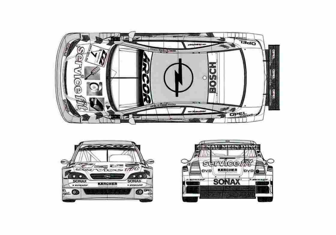 Blueprint Opel Astra V8 Coupe 2005 A4 Photo Print