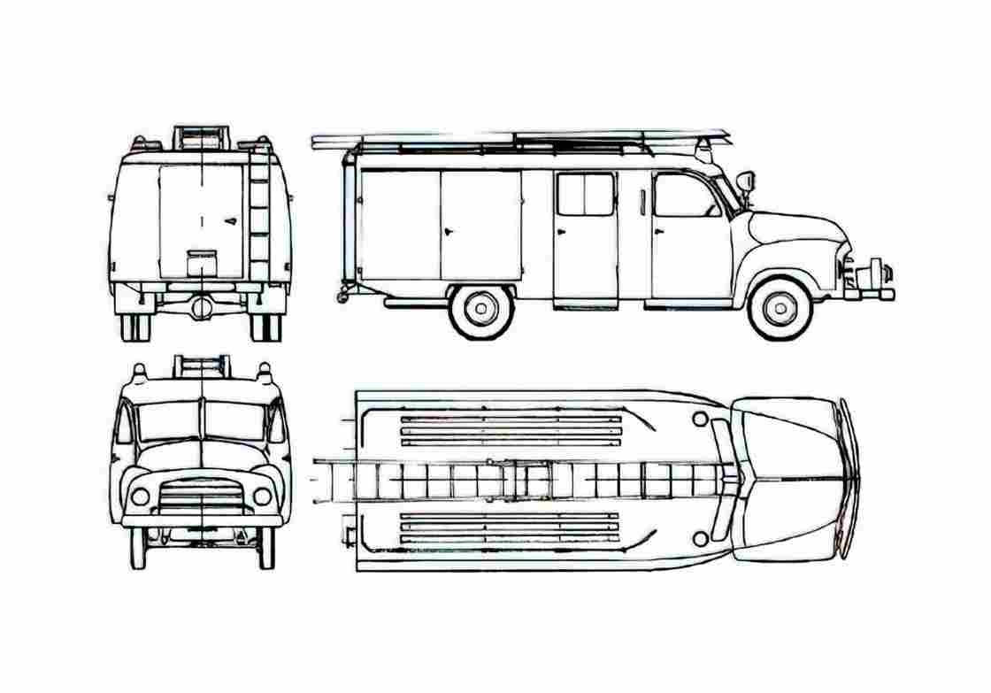 Blueprint Opel Blitz 1.5t Fire Truck 1957 A4 Photo Print