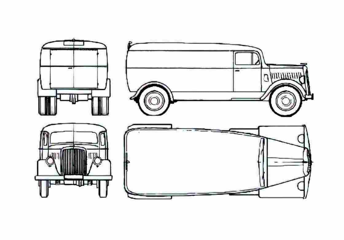 Blueprint Opel Blitz 1.5t Van 1950 A4 Photo Print