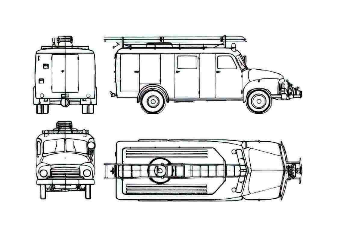 Blueprint Opel Blitz 1.75t Fire Truck 1955 A4 Photo Print