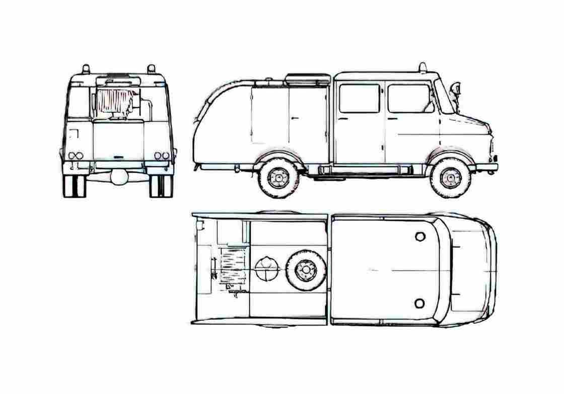 Blueprint Opel Blitz 1.75t Fire Truck 1972 A4 Photo Print