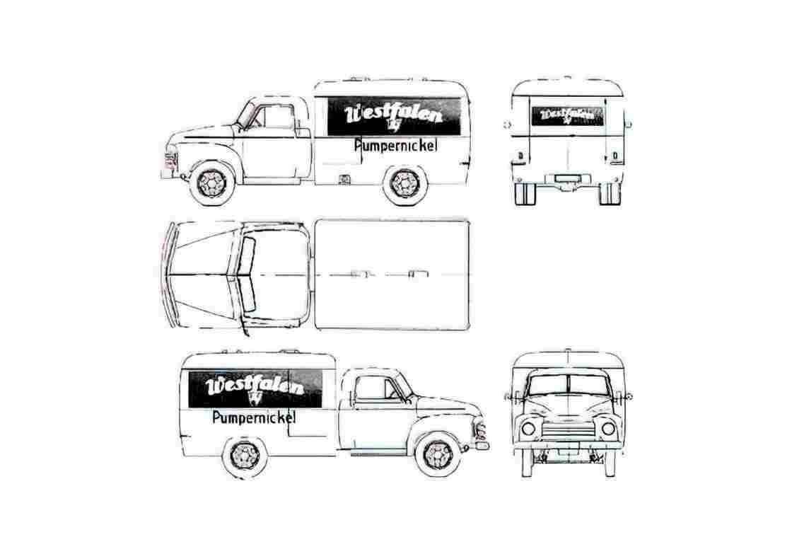 Blueprint Opel Blitz 1.75t Truck 1952 A4 Photo Print