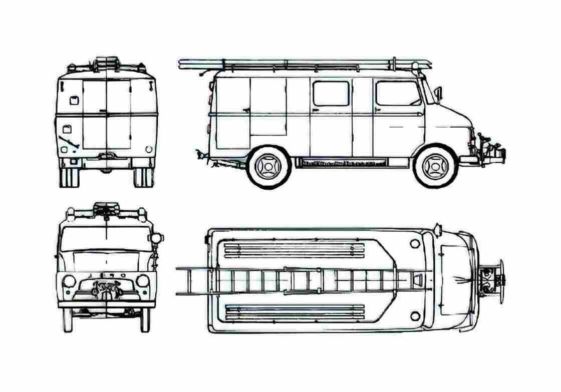Blueprint Opel Blitz 1.9t Fire Truck 1961 A4 Photo Print