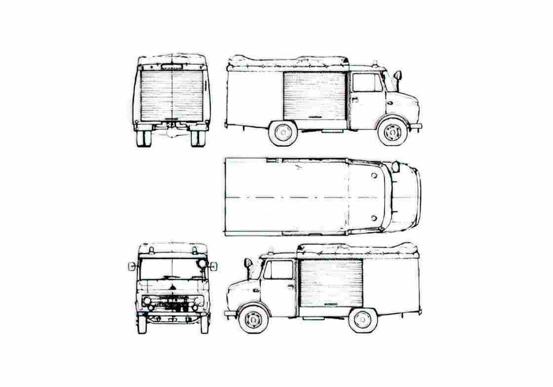 Blueprint Opel Blitz 2.1t Fire Truck 1972 A4 Photo Print