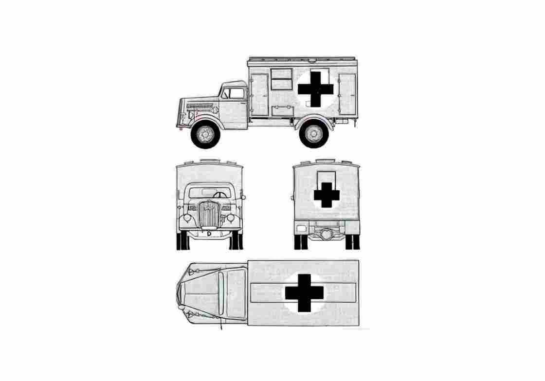 Blueprint Opel Blitz Ambulance Truck 1941 A4 Photo Print