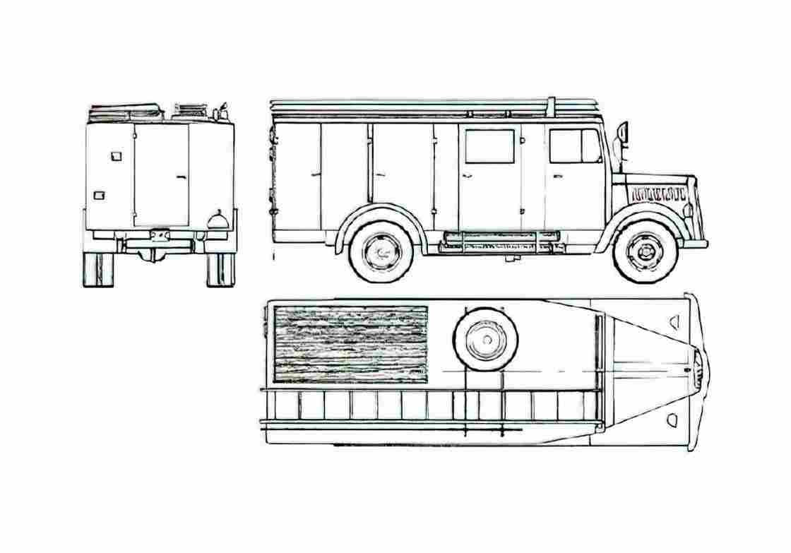 Blueprint Opel Blitz Fire Truck 1946 A4 Photo Print