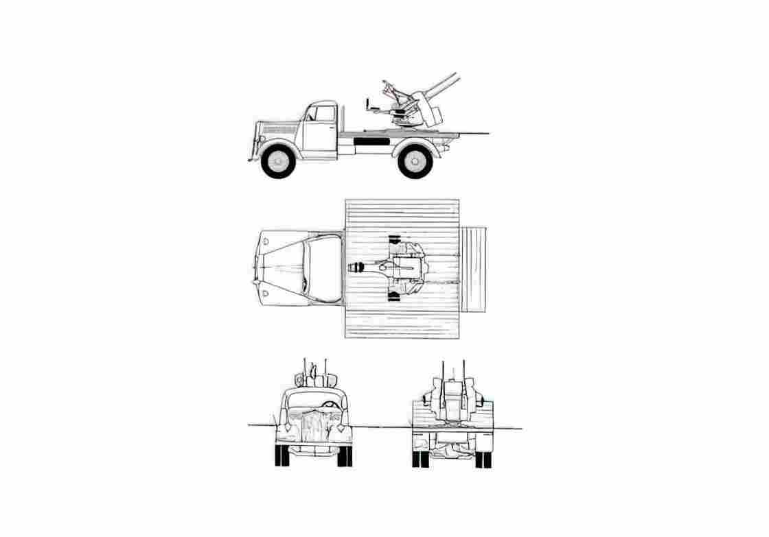 Blueprint Opel Blitz Flak 36 Truck 1930 A4 Photo Print