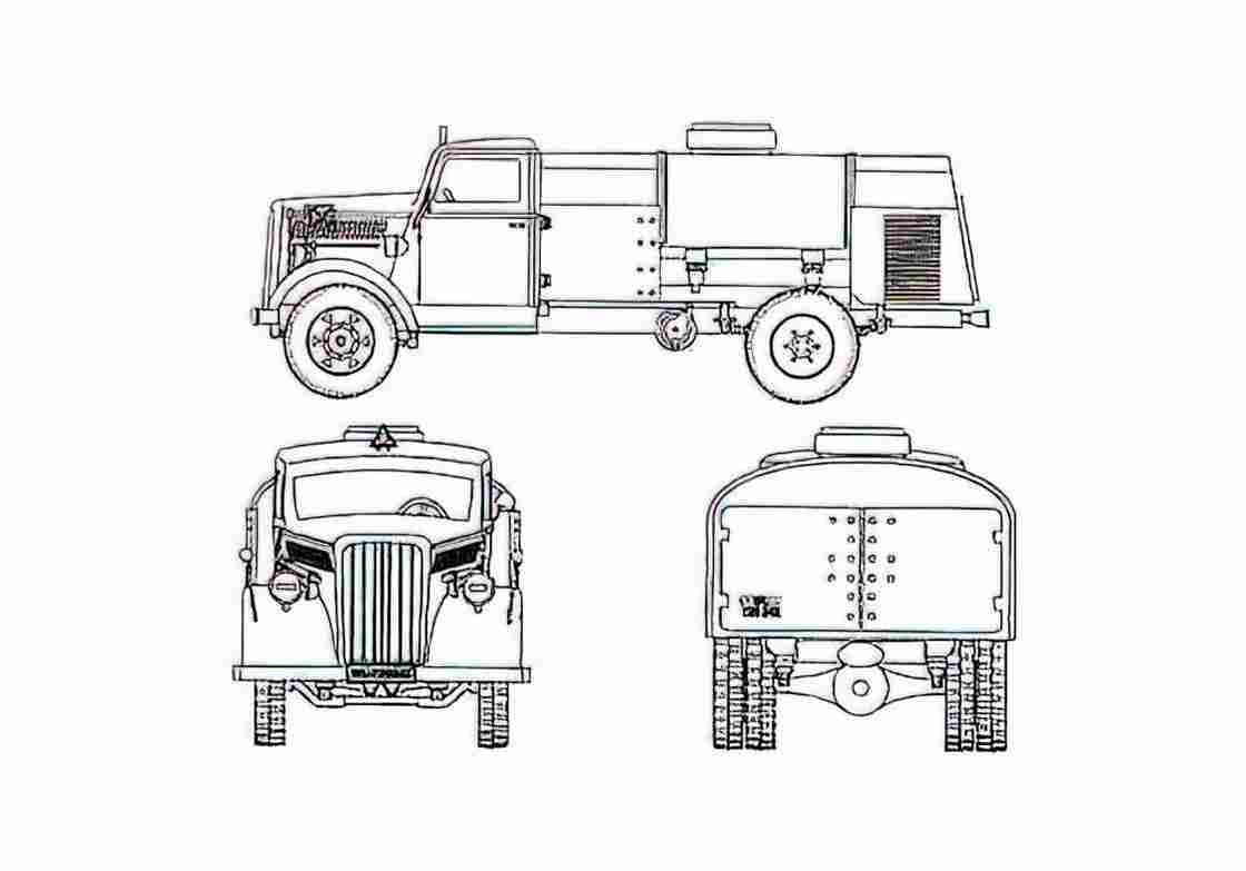 Blueprint Opel Blitz Fuel Tanker Truck 1930 A4 Photo Print