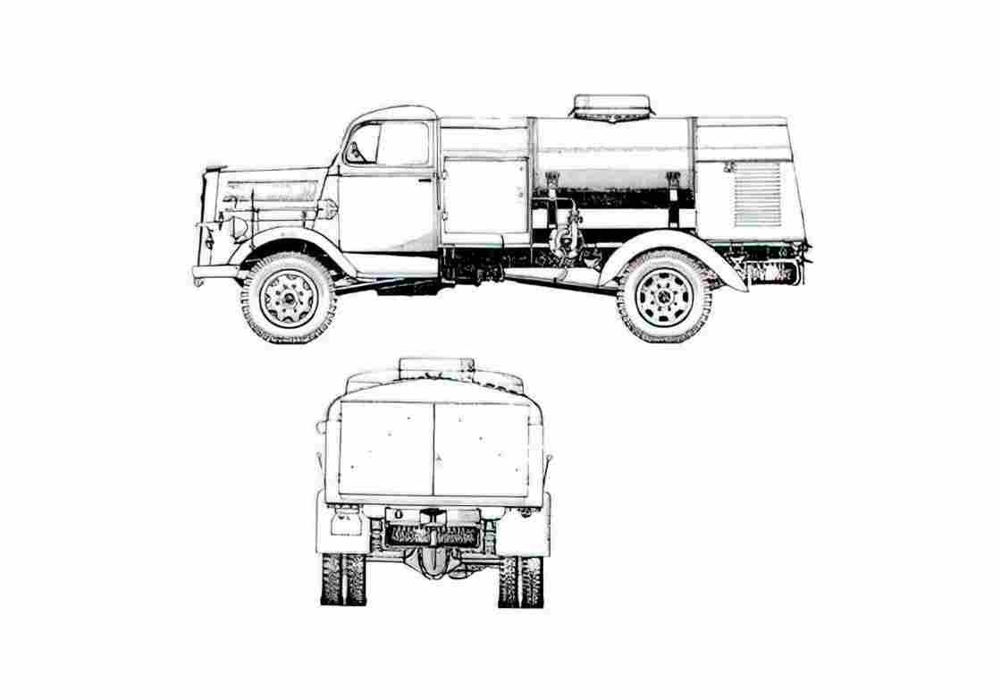 Blueprint Opel Blitz Tanker Truck 1930 A4 Photo Print