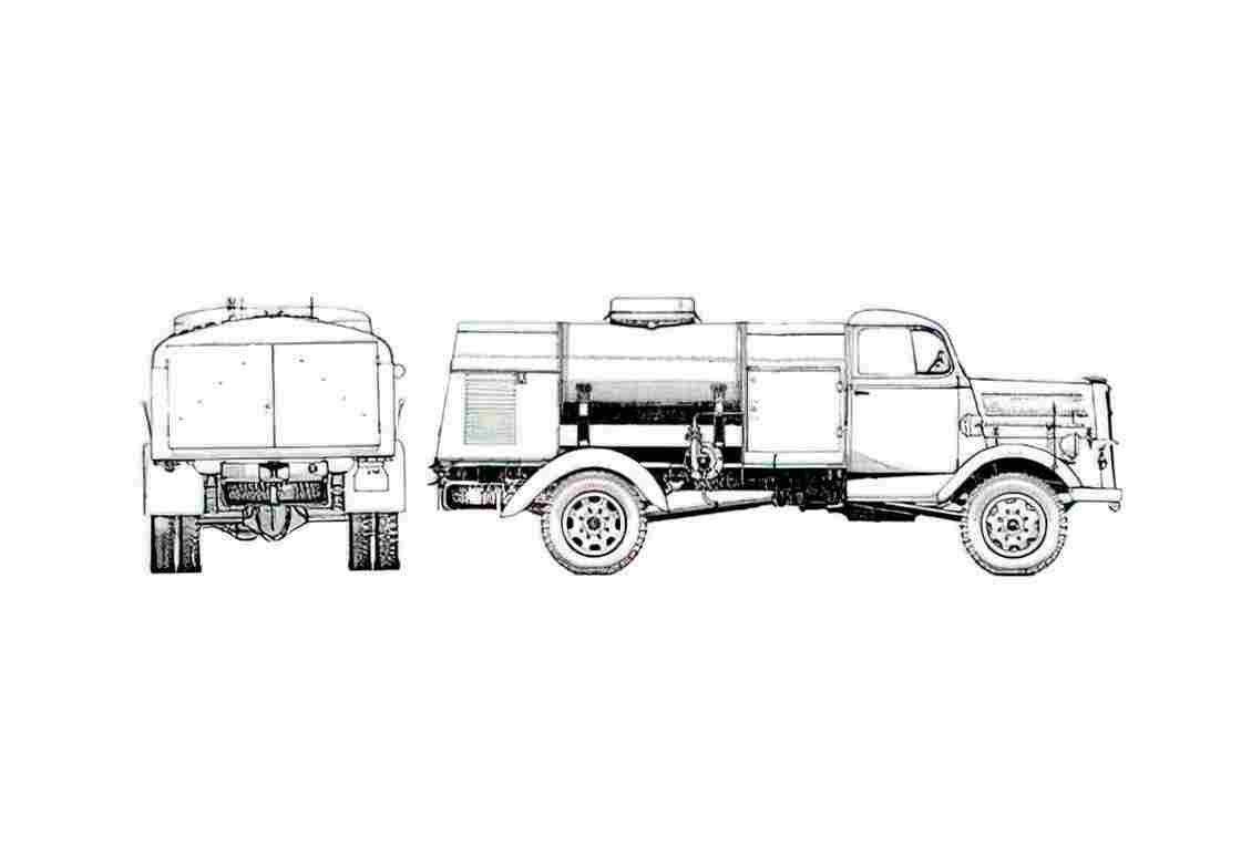 Blueprint Opel Blitz Tanker Truck 1945 A4 Photo Print
