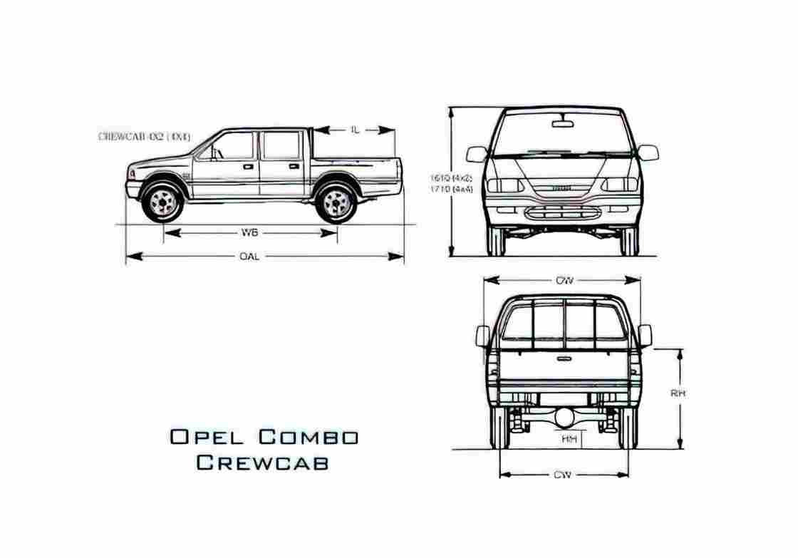 Blueprint Opel Campo Pick up A4 Photo Print