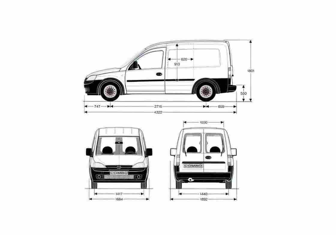 Blueprint Opel Combo B Van 2001 A4 Photo Print