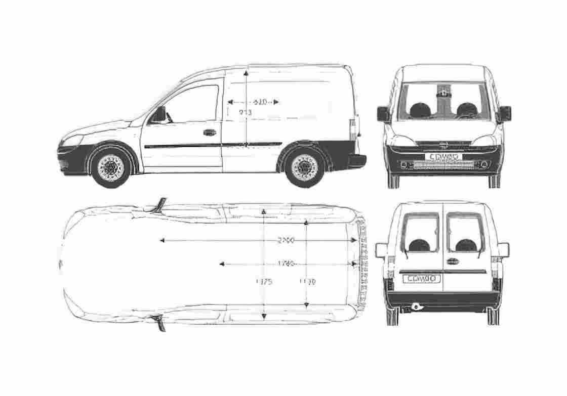 Blueprint Opel Combo Pick up 2005 A4 Photo Print