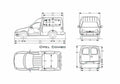 Blueprint Opel Combo Van 1994 A4 Photo Print