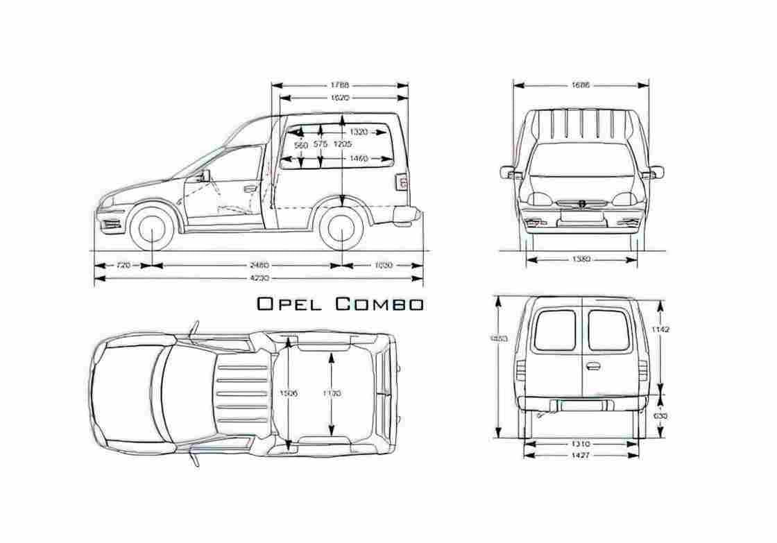 Blueprint Opel Combo Van 1994 A4 Photo Print
