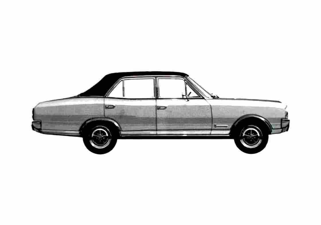 Blueprint Opel Commodore A GS Sedan 1968 A4 Photo Print
