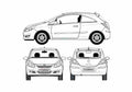 Blueprint Opel Corsa 3 door Hatchback 2007 A4 Photo Print
