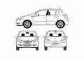 Blueprint Opel Corsa 5 door Hatchback 2007 A4 Photo Print