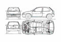 Blueprint Opel Corsa B Hatchback 1994 A4 Photo Print