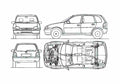 Blueprint Opel Corsa B Wagon 1994 A4 Photo Print