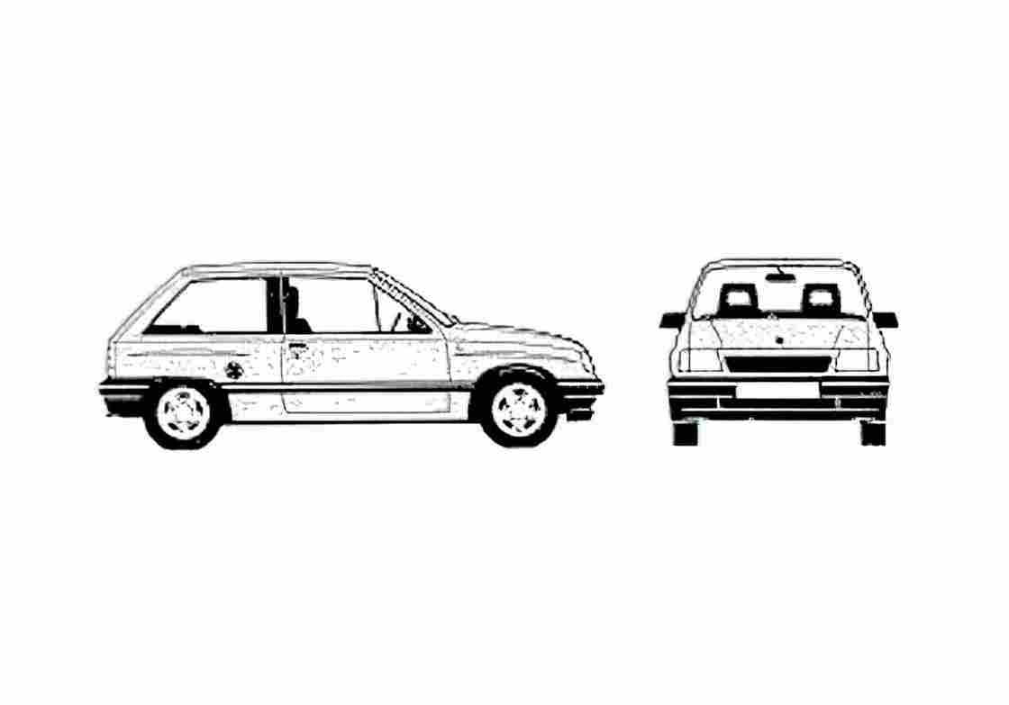 Blueprint Opel Corsa Hatchback 1991 A4 Photo Print