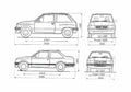 Blueprint Opel Corsa Sedan 1982 A4 Photo Print