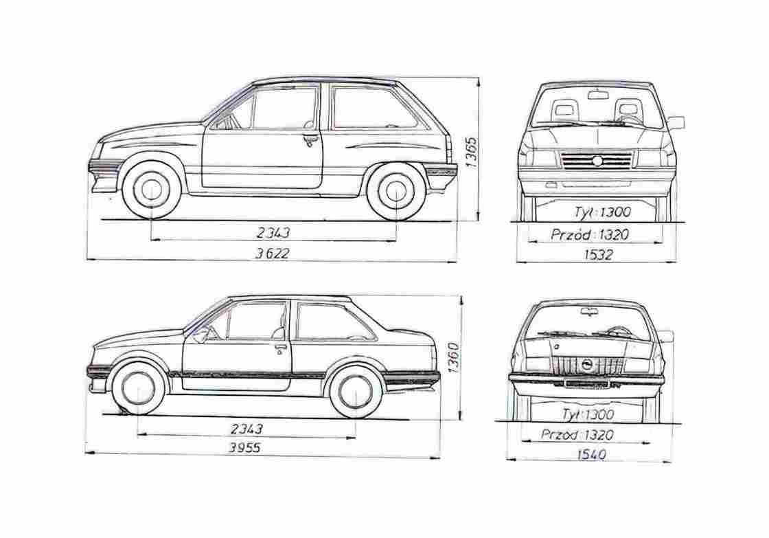 Blueprint Opel Corsa Sedan 1982 A4 Photo Print