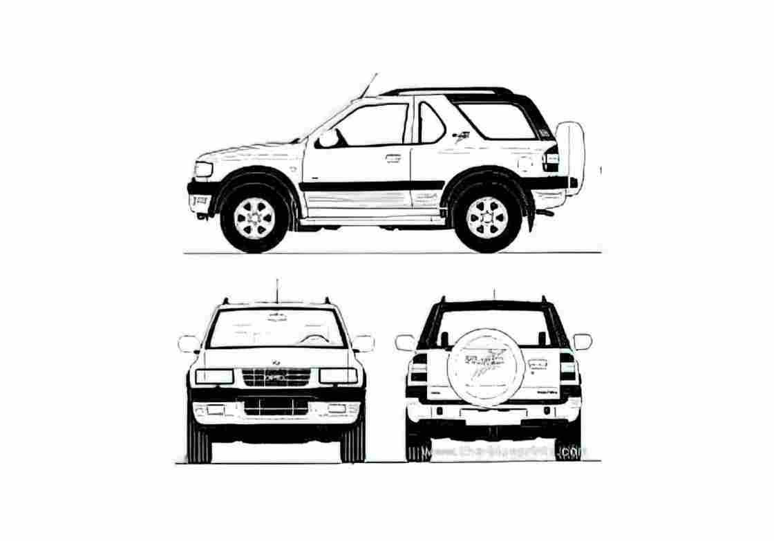 Blueprint Opel Frontera 3 door SUV 1995 A4 Photo Print