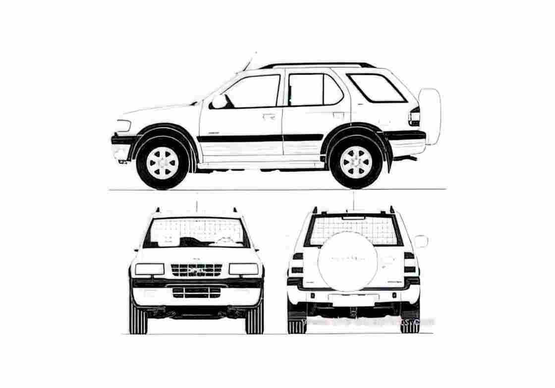 Blueprint Opel Frontera 5 door SUV 1995 A4 Photo Print