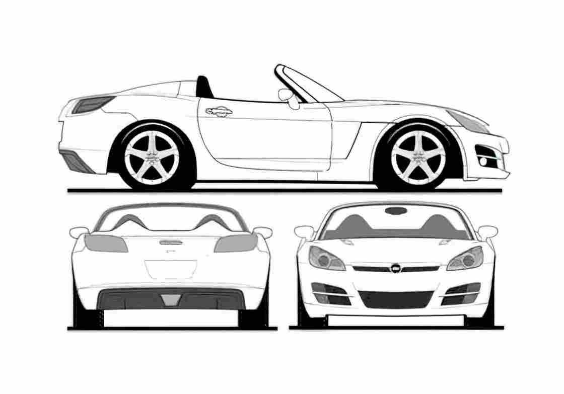 Blueprint Opel GT Cabriolet 2004 A4 Photo Print
