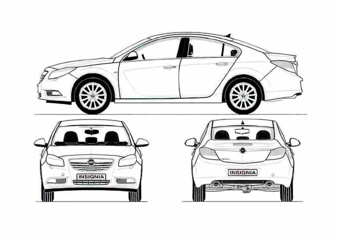 Blueprint Opel Insignia Hatchback 2009 A4 Photo Print