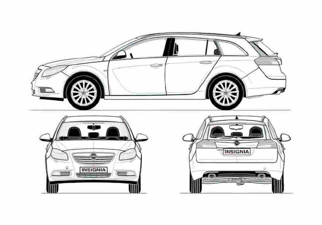 Blueprint Opel Insignia Sport Tourer Wagon 2009 A4 Photo Print