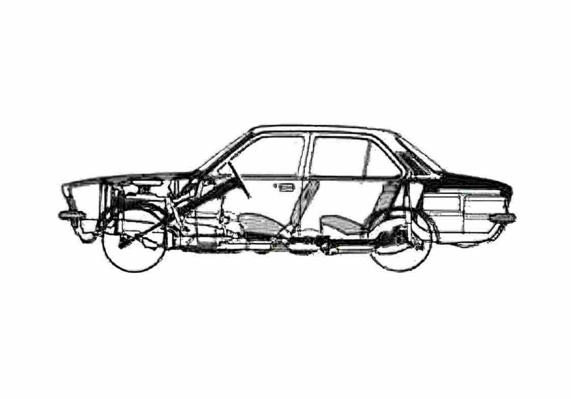 Blueprint Opel K 180 Sedan 1974 A4 Photo Print
