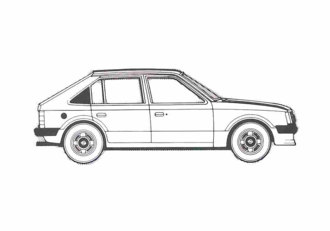 Blueprint Opel Kaddet 1.3S Hatchback 1979 A4 Photo Print