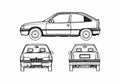 Blueprint Opel Kaddet Hatchback 1988 A4 Photo Print