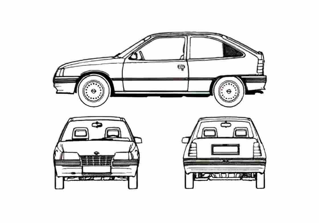 Blueprint Opel Kaddet Hatchback 1988 A4 Photo Print