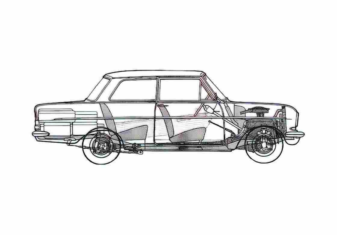 Blueprint Opel Kadett A Sedan 1962 A4 Photo Print