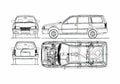 Blueprint Opel Kadett E Caravan Sedan 1984 A4 Photo Print