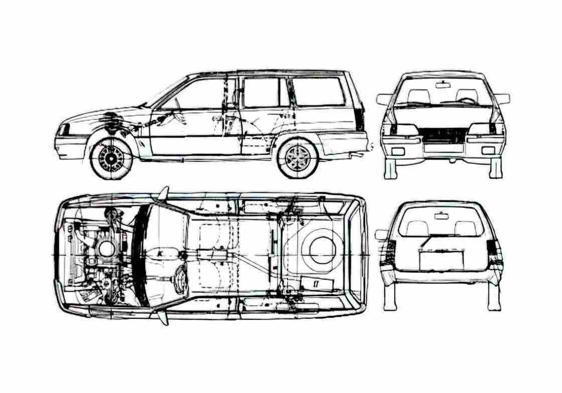 Blueprint Opel Kadett E Caravan Wagon 1984 A4 Photo Print