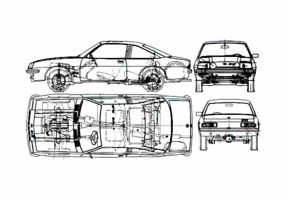 Blueprint Opel Manta B Coupe 1975 A4 Photo Print