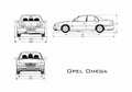 Blueprint Opel Omega Sedan 1999 A4 Photo Print