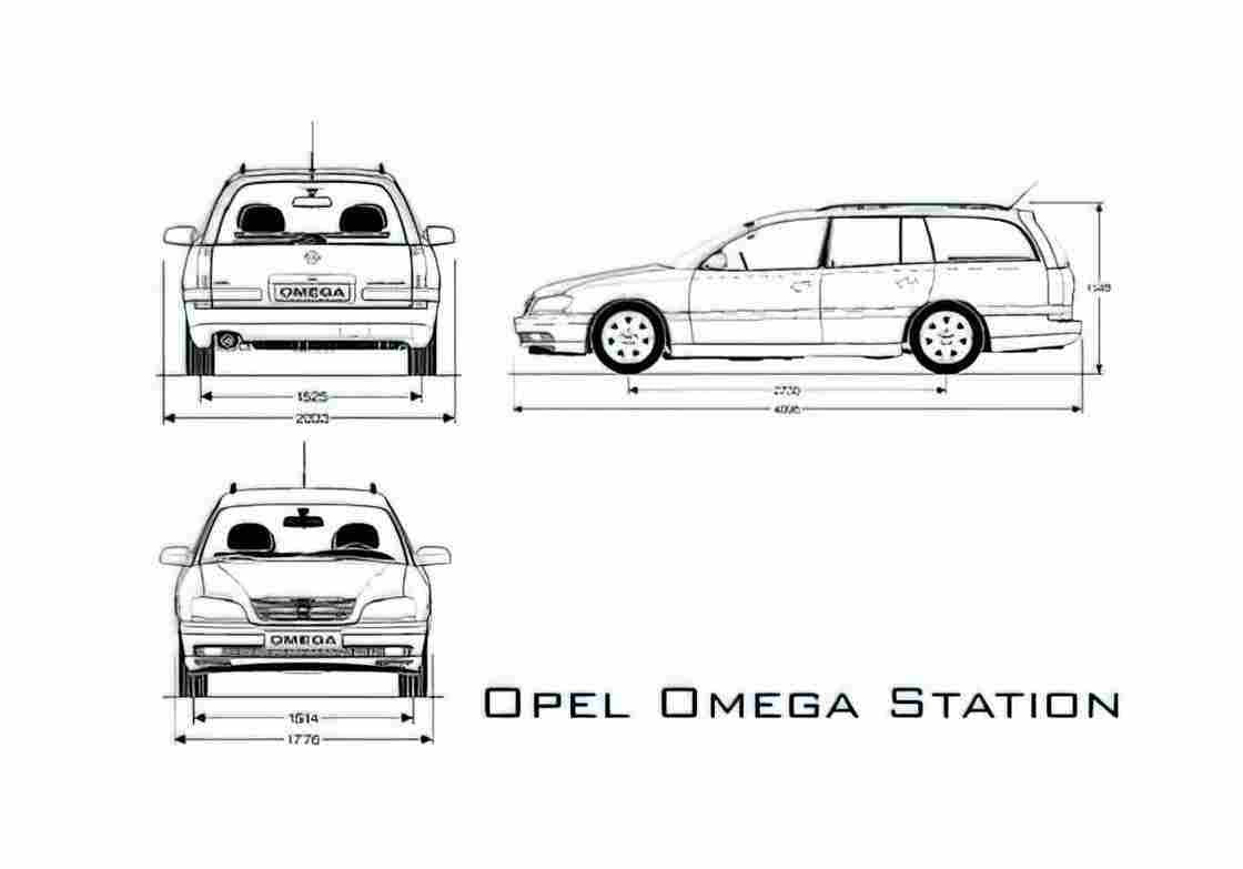 Blueprint Opel Omega Wagon 2000 A4 Photo Print