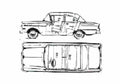 Blueprint Opel Rekord 2 door Sedan 1958 A4 Photo Print
