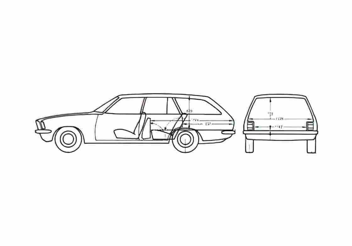 Blueprint Opel Rekord Wagon 1972 A4 Photo Print